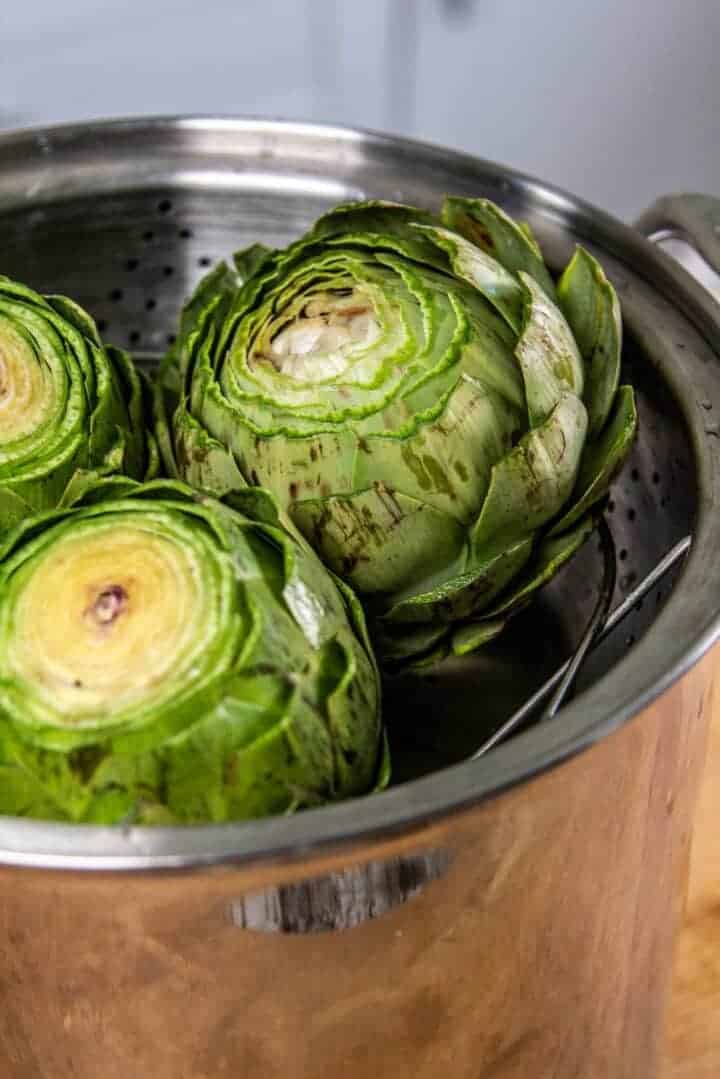Steamed Artichokes from This Mess is Ours. Artichokes are grown only in California