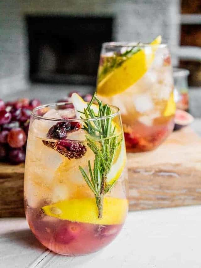 Sparkling Wine Cocktail with Rosemary and Roasted Grapes