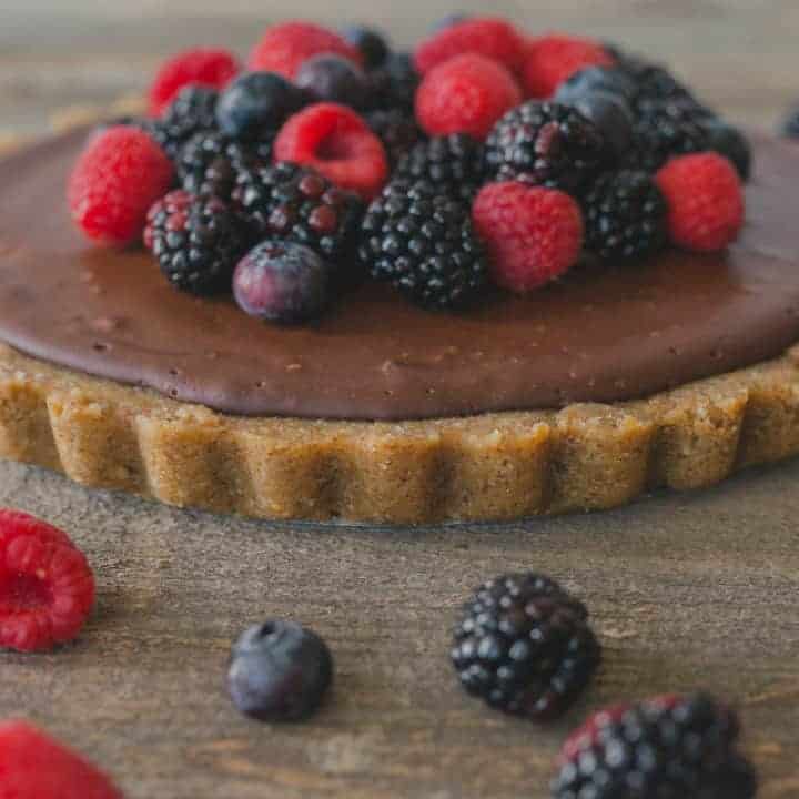 Dark CHocolate Berry Tart with Walnut Crust from G-Free Foodie