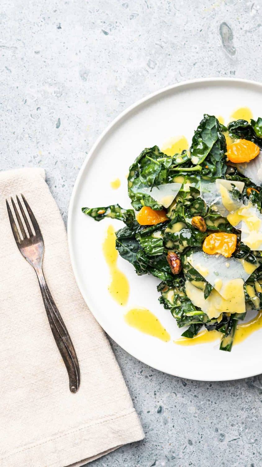 Tangerine Kale and Pistachio Salad