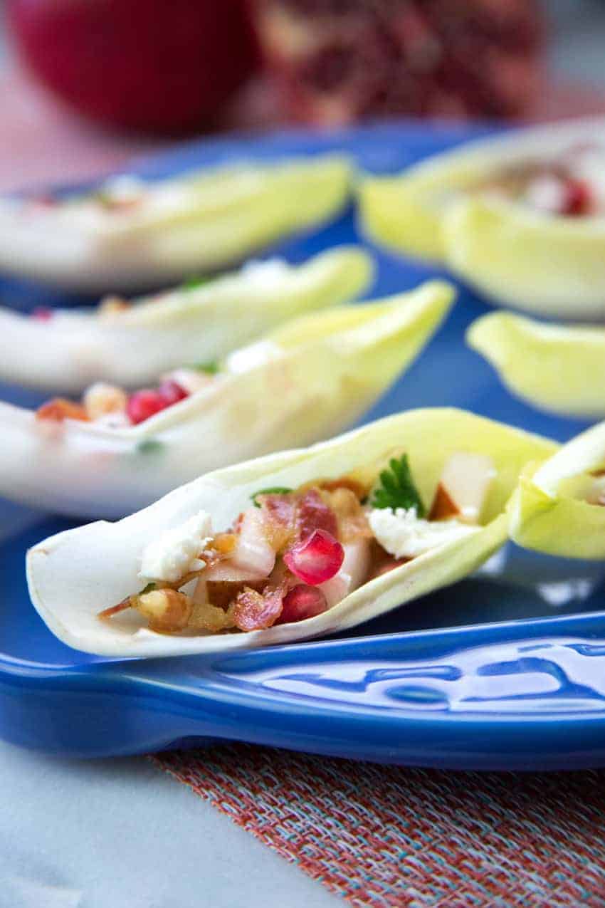 Endive Cups with Pancetta and Pomegranate from G-Free Foodie