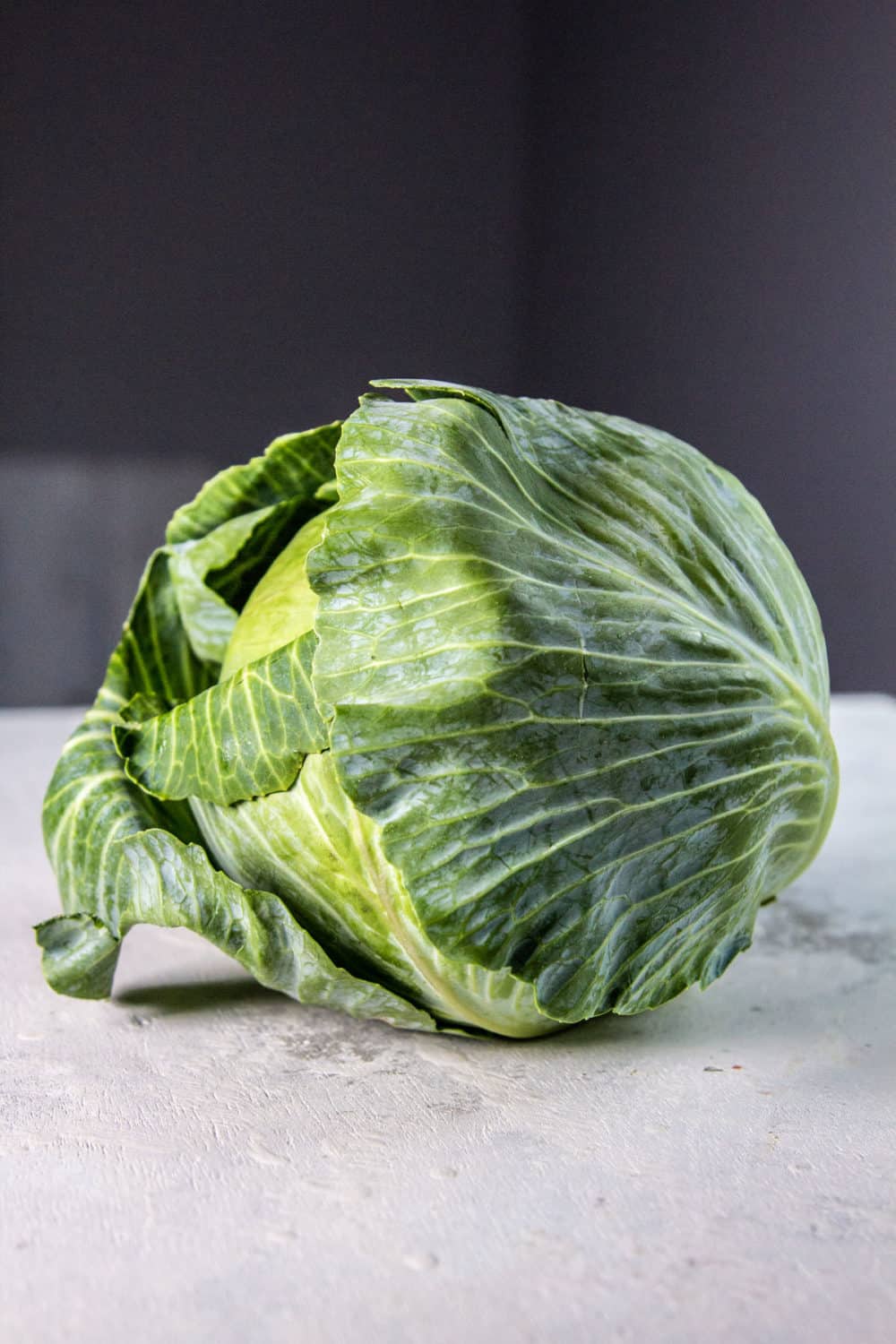 A head of green cabbage.