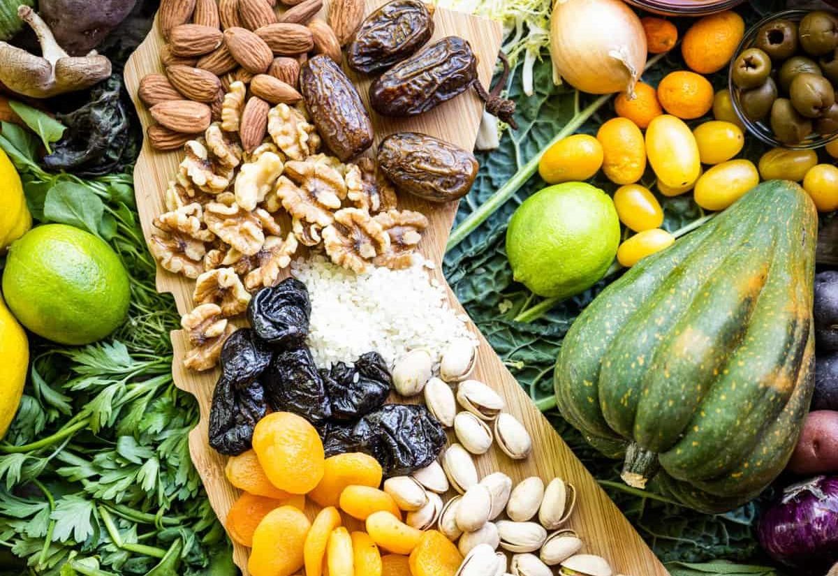 California dried fruit and nuts close-up Always in Season: California Year Round: crops and food available year round from the state of California Always in Season: California Year Round: crops and food available year round from the state of California