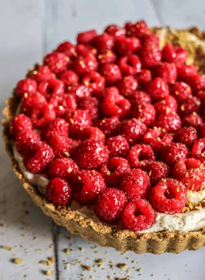 Raspberry Mascarpone Tart with Pistachio Crust from Kyra’s Bake Shop