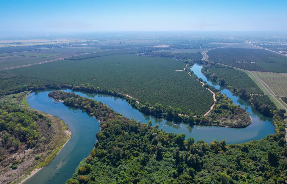 aerial view of feather river in california