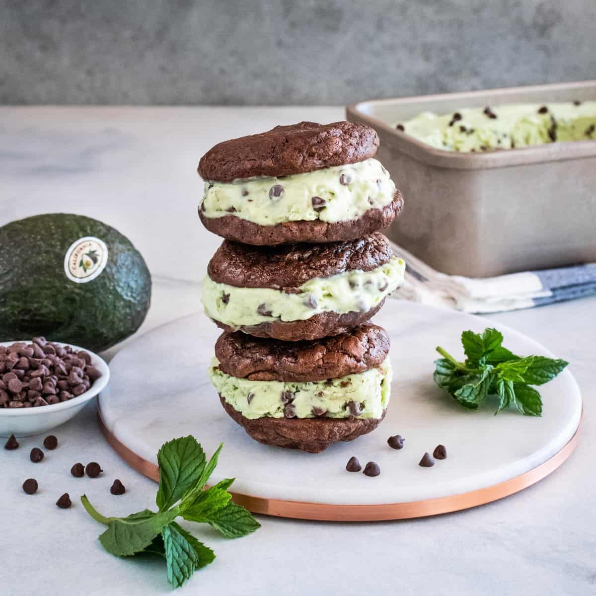 Mint Chocolate Ice Cream Sandwiches with California Avocados from Husbands that Cook