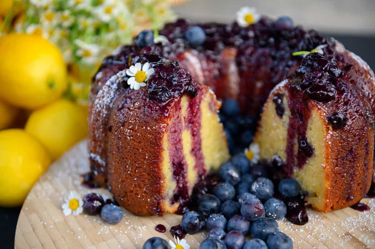 Blueberry Ricotta Cake with Lemon & Blueberry Compote