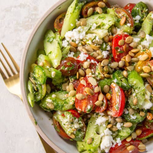 A Simple Recipe for Marinated Tomatoes with Celery, Avocado & Queso Fresco