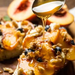 Summer Retail: Ricotta Toast with Warmed Peaches, Honey, and Walnuts recipe - optional addition of blueberries Summer Retail: Ricotta Toast with Warmed Peaches, Honey, and Walnuts recipe - optional addition of blueberries