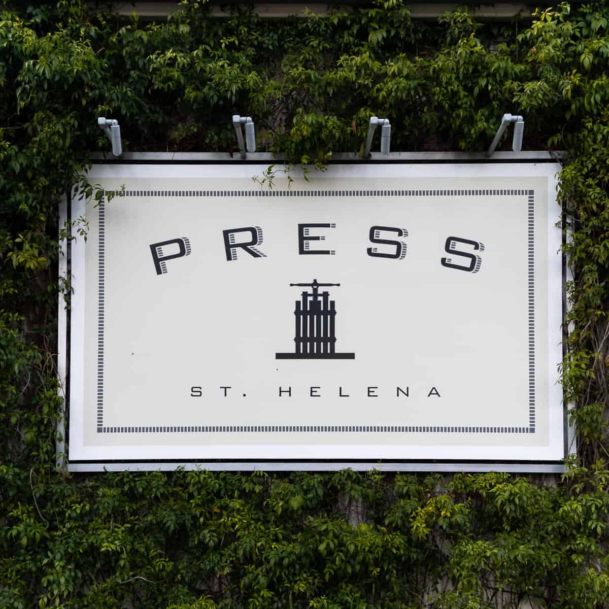 Sign in front of PRESS Restaurant, St. Helena in Napa Valley