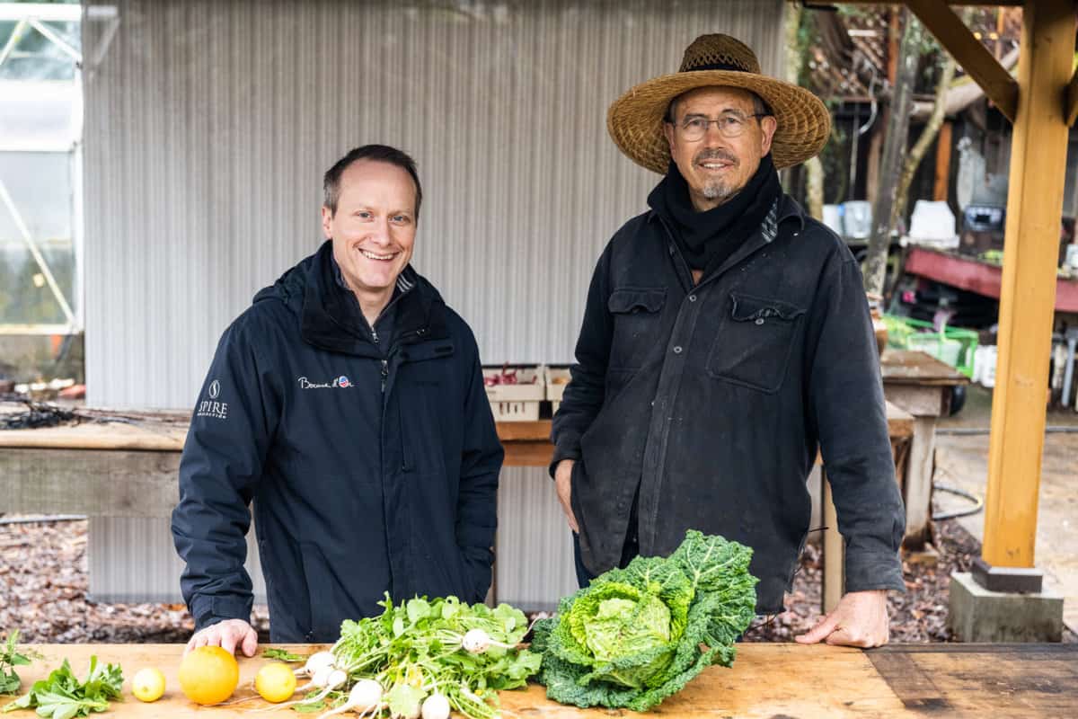 Peter Jacobsen of Jacobsen Orchards and Chef Phillip Tessier of PRESS restaurant