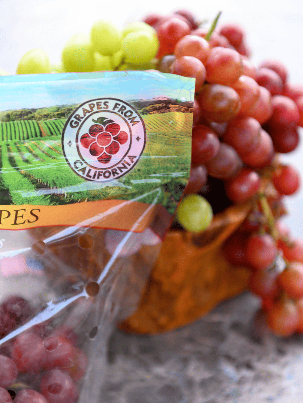 Grapes from California logo on package by Alycia Moreno - table grapes