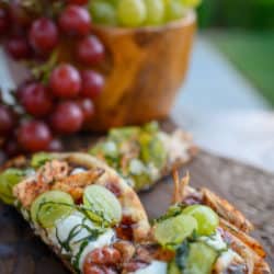Grilled Chicken Flatbread with Balsamic-Roasted Red and Green Grapes from California by Alycia Moreno
