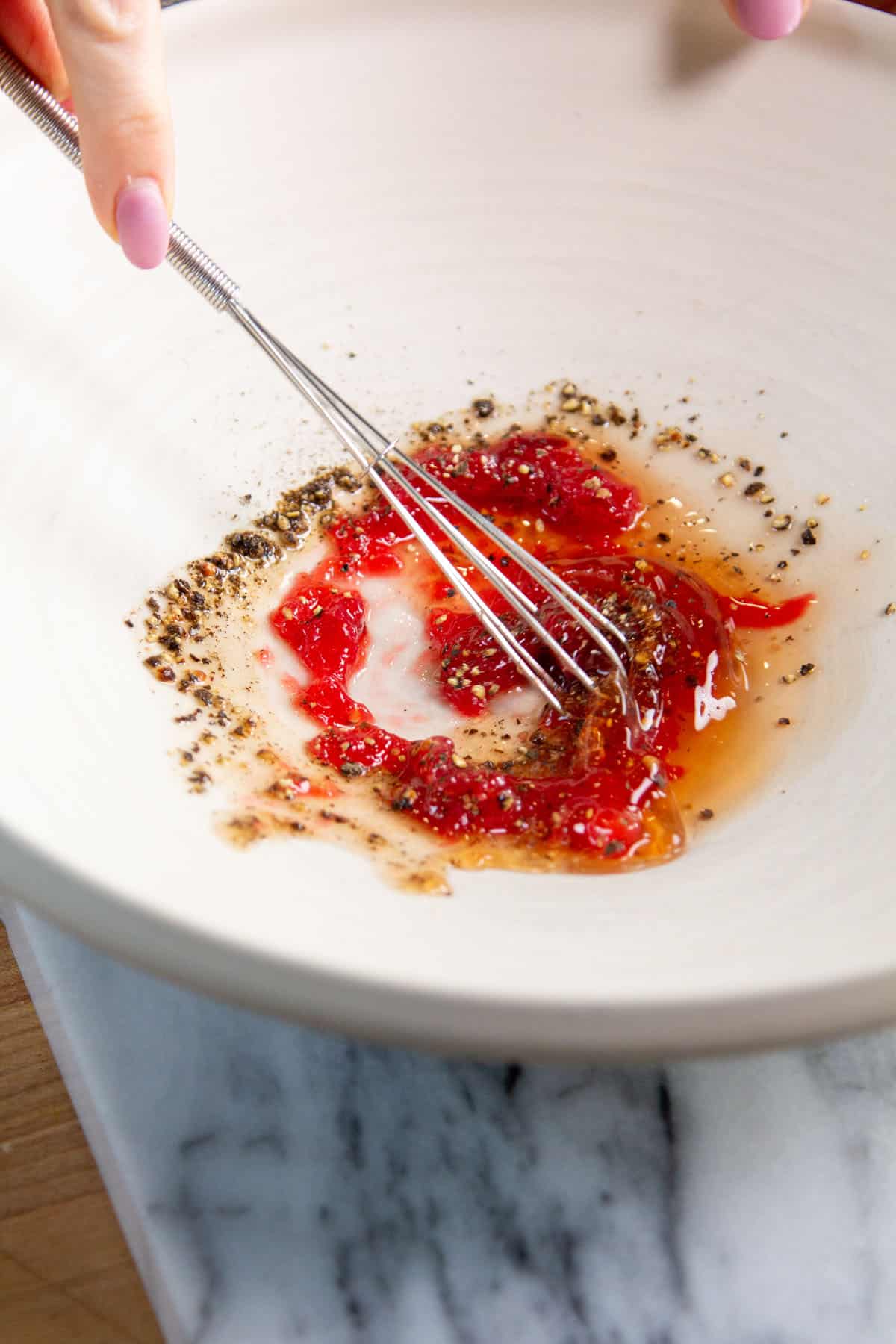 A Simple Salad With Fruit, Walnuts, And Black Pepper Vinaigrette