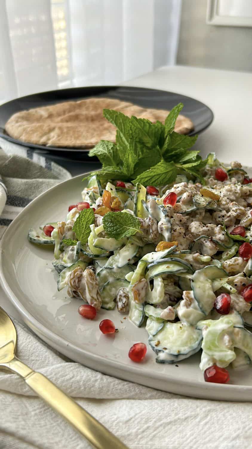 jaine mackievicz's cucumber, yogurt and golden raisin salad