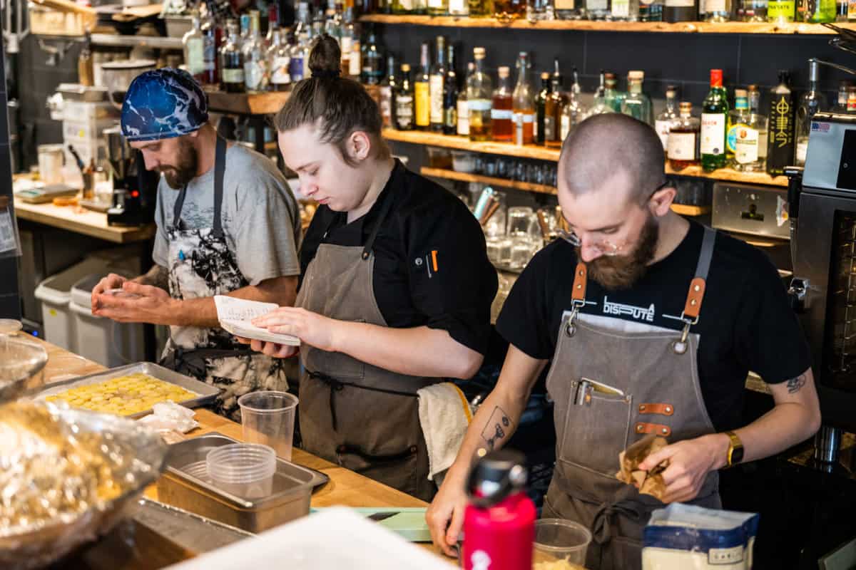 Some of the team working on prep at Localis, a Michelin-starred Sacramento restaurant