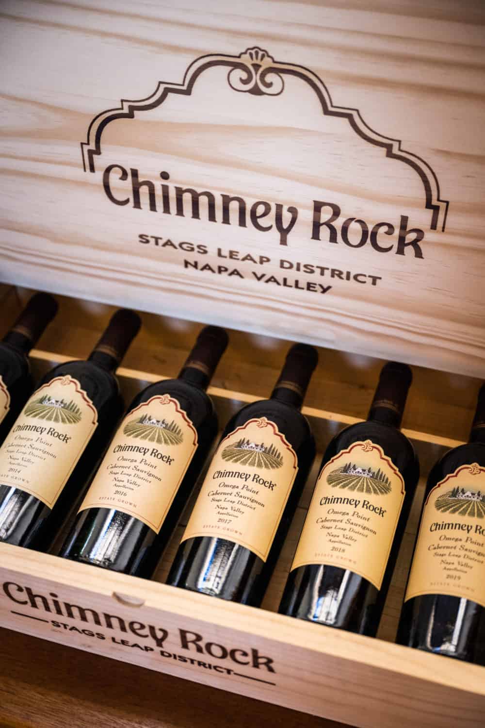 Box of wines from Chimney Rock Winery in the Stags Leap District of Napa Valley