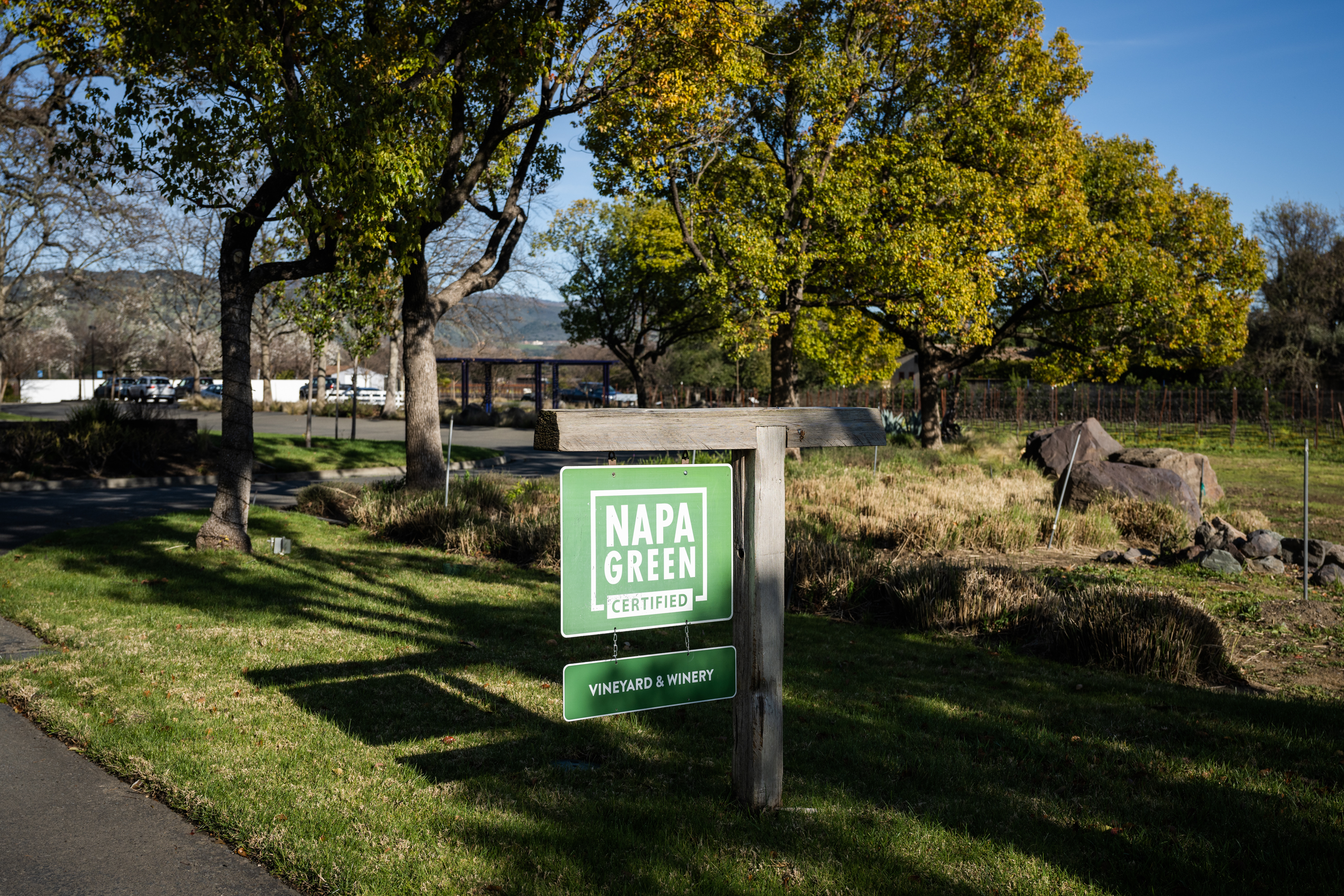 Napa green sign at St Supery winery