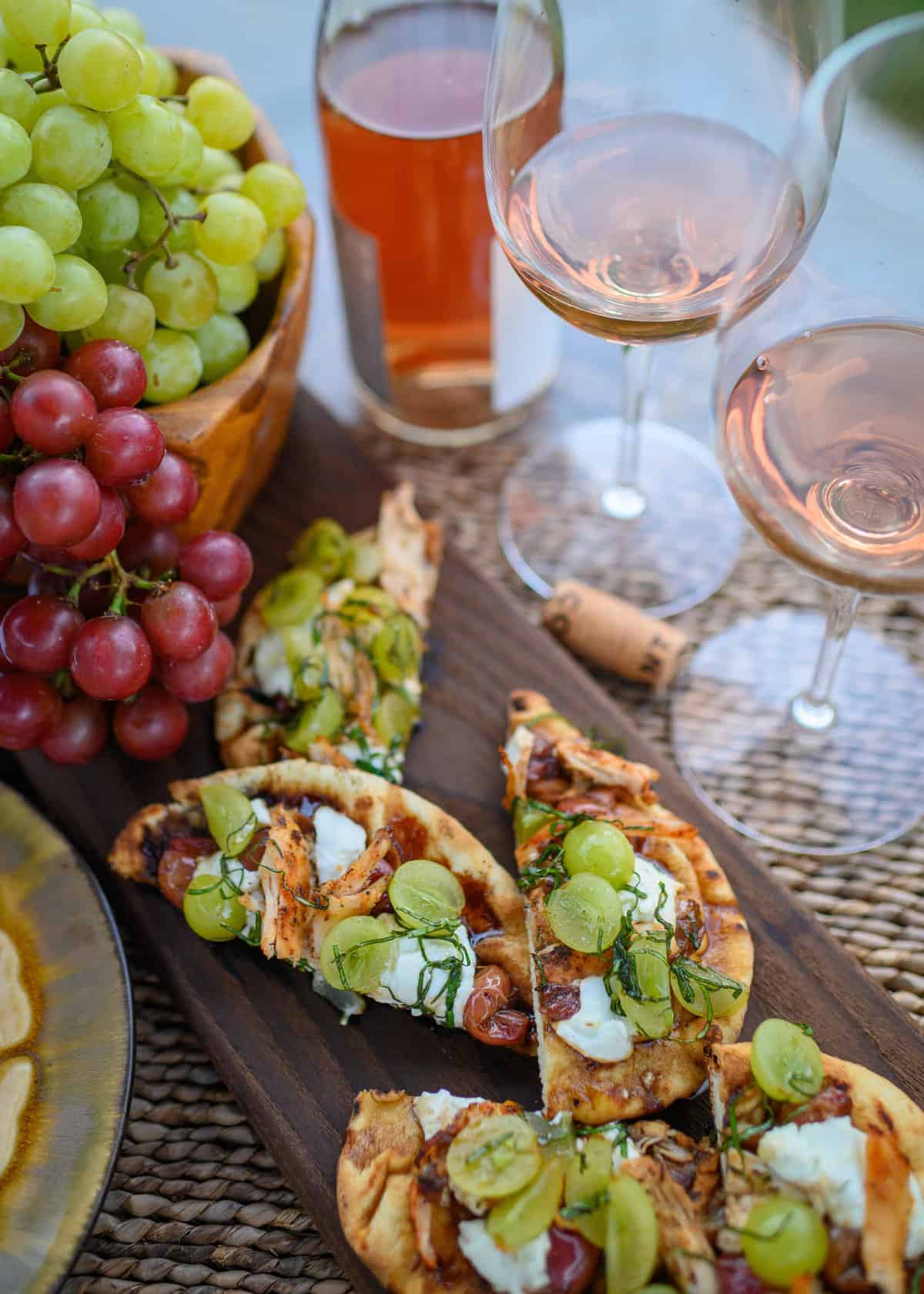 Roasted Grape and Grilled Chicken Flatbread Pizza from Alycia Moreno