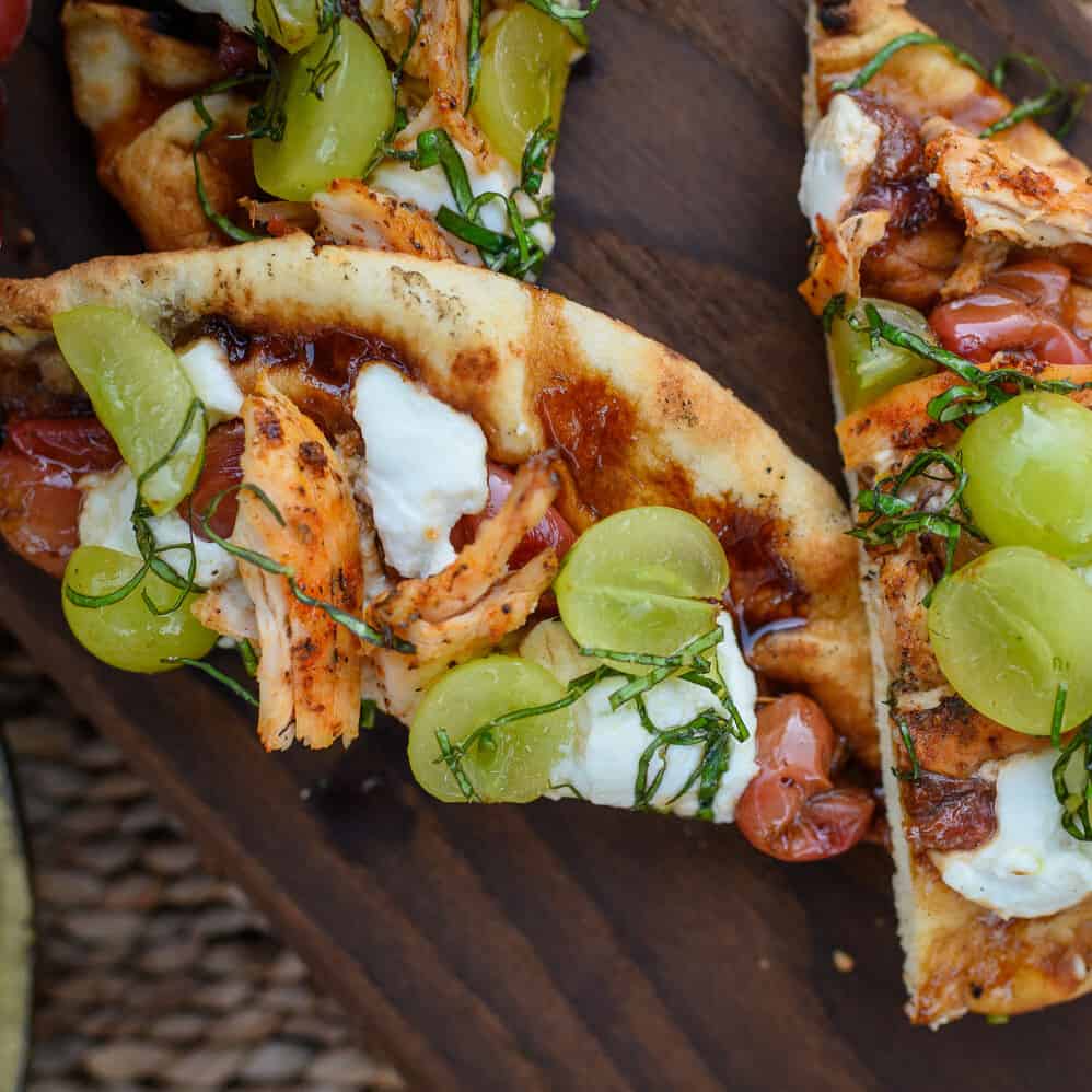 Roasted Grape and Grilled Chicken Flatbread Pizza from Alycia Moreno