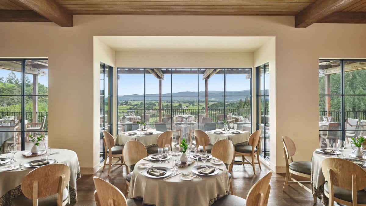 interior of restaurant at auberge napa