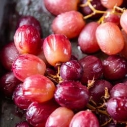 Close up of roasted grapes.