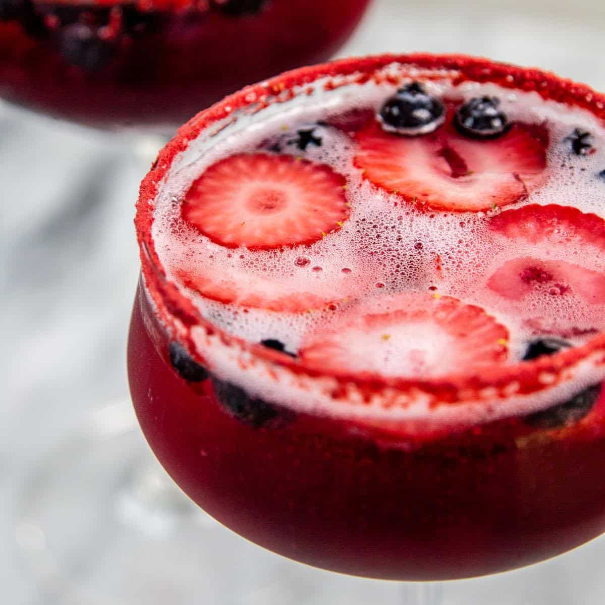 square cropped blueberry sparkling wine cocktails