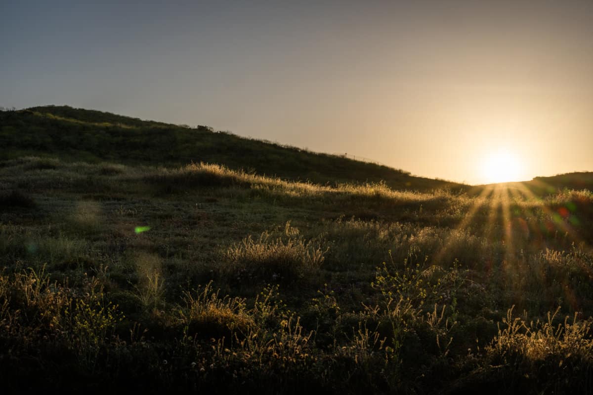 Sun rising over Temecula hills