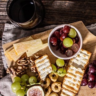 happy hour food - pickled grapes and snack board