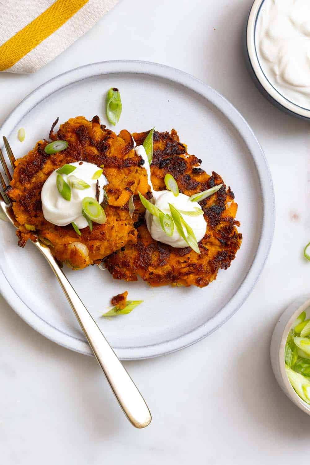 Latke-Inspired Sweet Potato Pancakes.