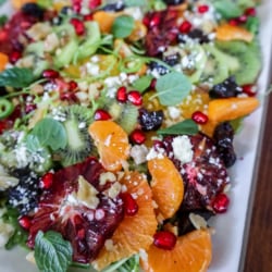 winter fruit salad arranged on a platter