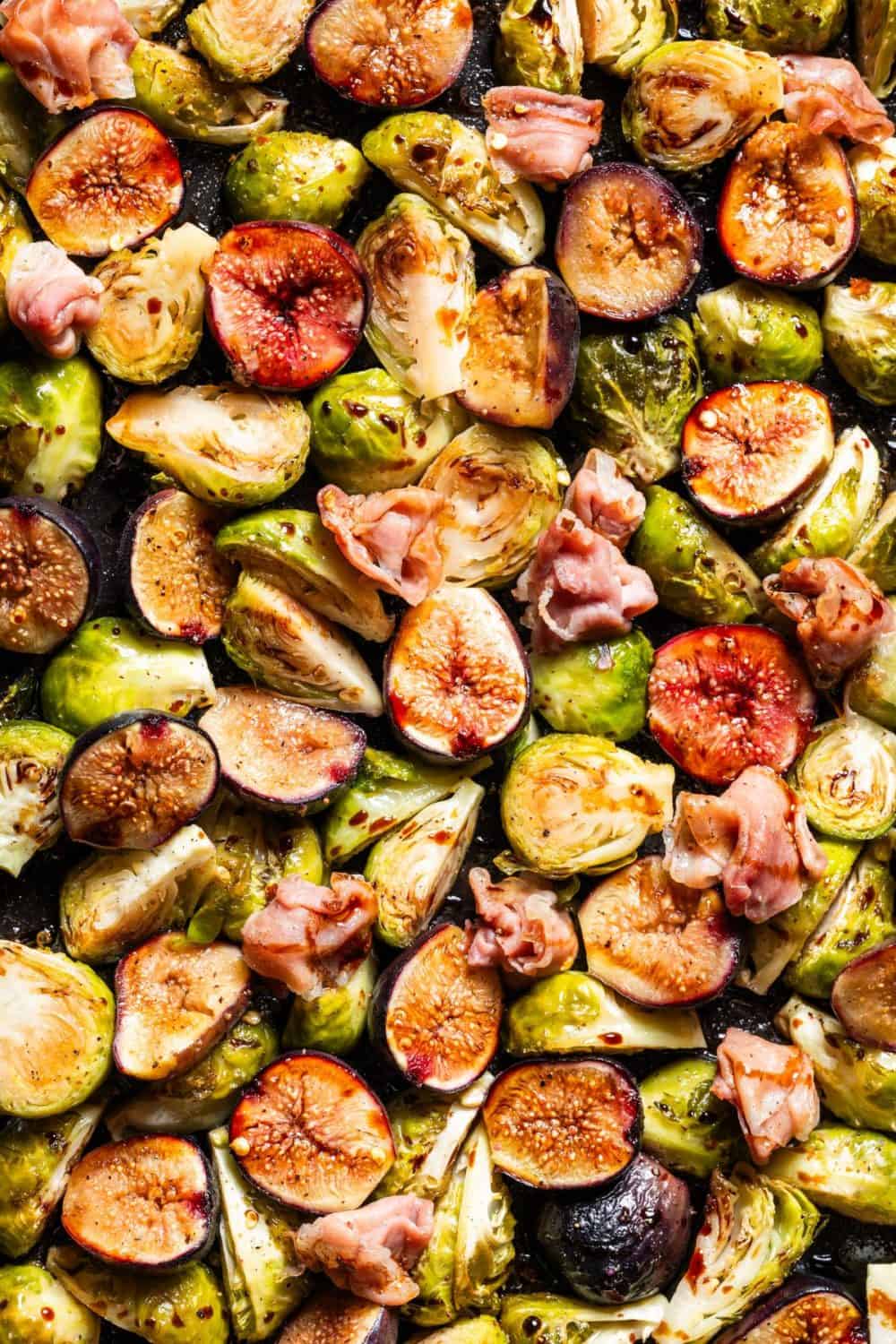 roasted figs and Brussels sprouts with prosciutto recipe for feature  - must credit grower and link to feature
Schafer family (fig growers) roasted figs and Brussels sprouts with prosciutto 