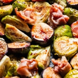 Schafer family (fig growers) roasted figs and Brussels sprouts with prosciutto recipe