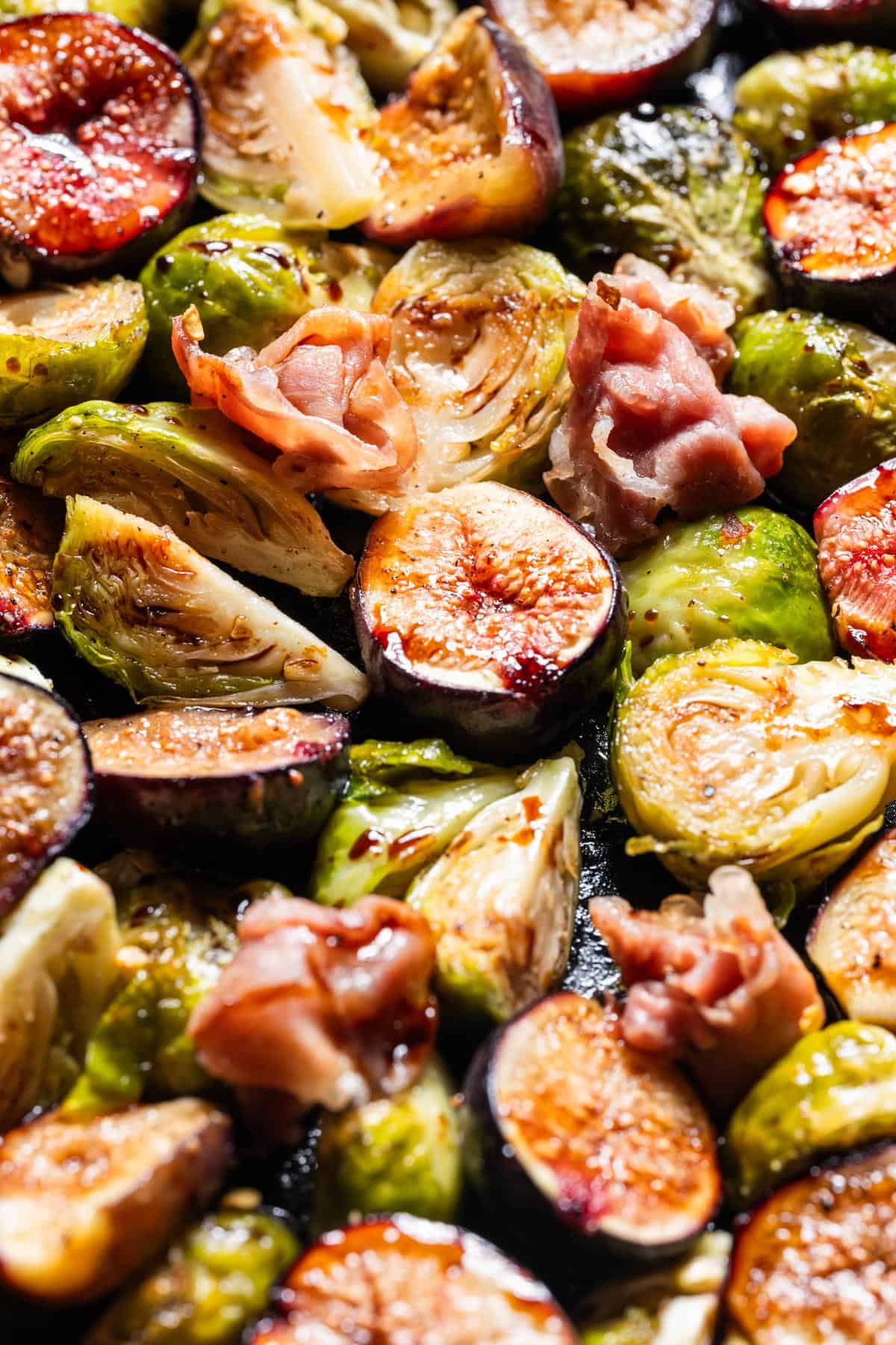 Roasted Figs with Brussels Sprouts and Prosciutto