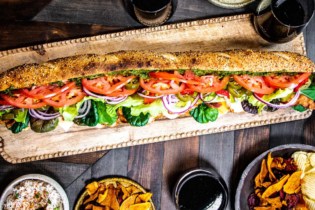 Hoagie Sandwich is perfect for Game Day loaded with meats, cheese + veggies