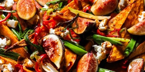 Roasted Sweet Potatoes with Scallions and Figs