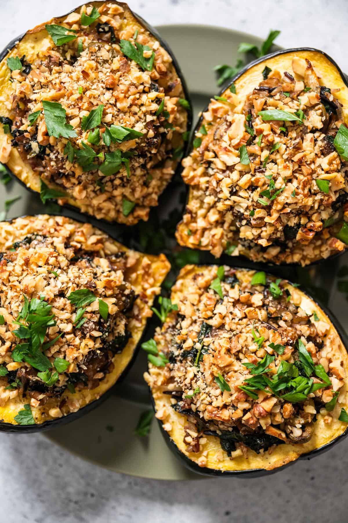 Mushroom & Kale Stuffed Acorn Squash Recipe