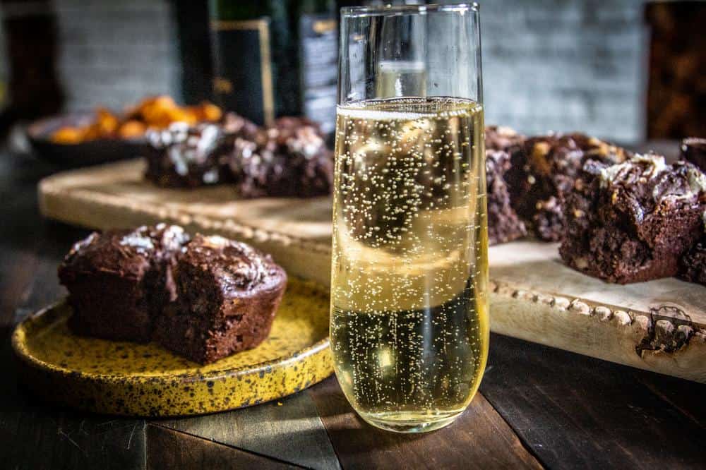 California Sparkling wine served with Sweetpotato Brownies