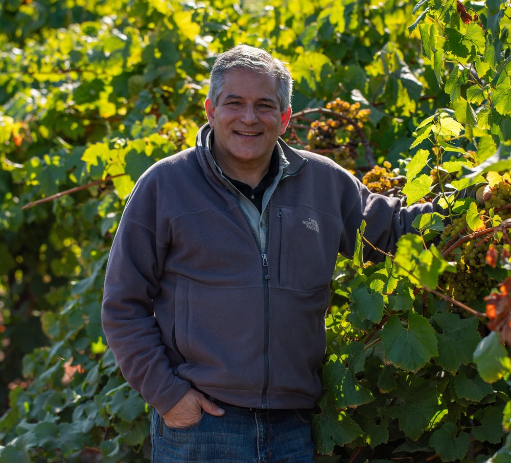 John Terlato of Sanford Winery surrounded by grapevines