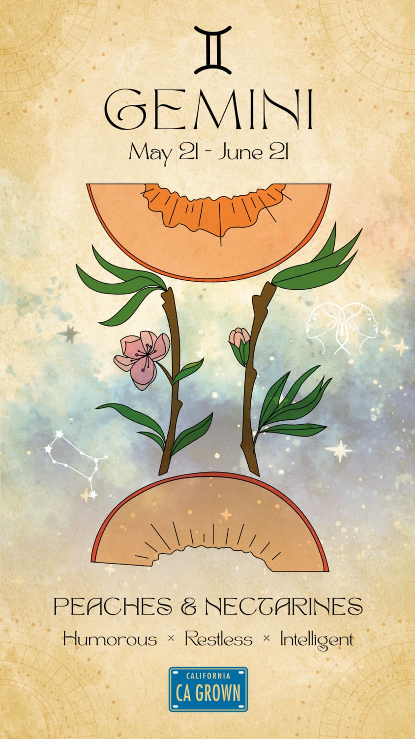 Gemini Crop Zodiac Pair is Peaches and Nectarines