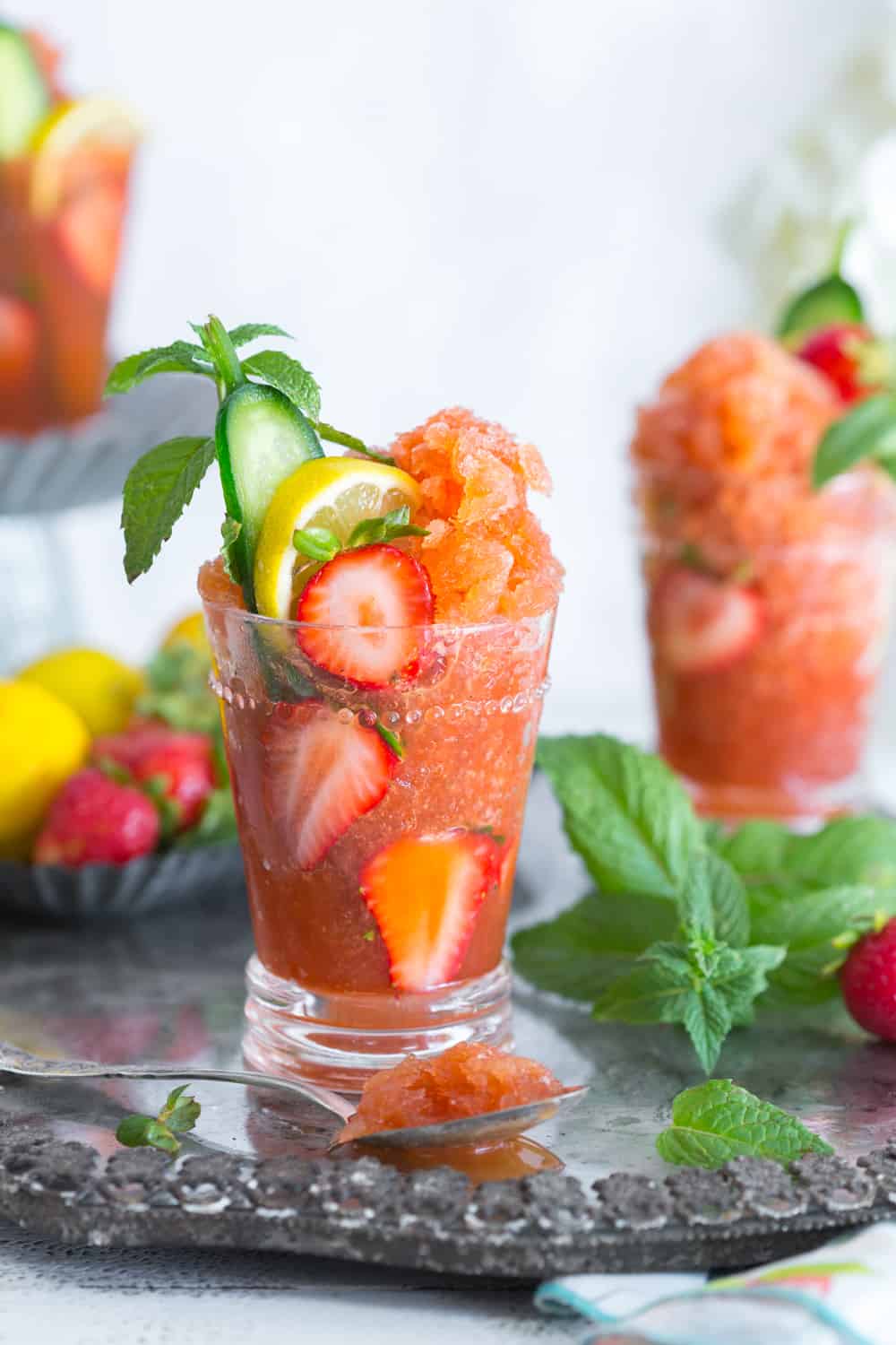 Strawberry Pimm's Cup Granita - berry recipes