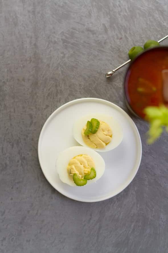 Pickled Celery Deviled Eggs 