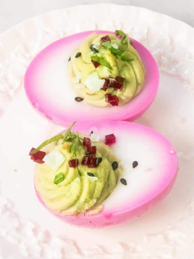 The Best Recipe For Deviled Eggs With Pickled Beet & Avocado