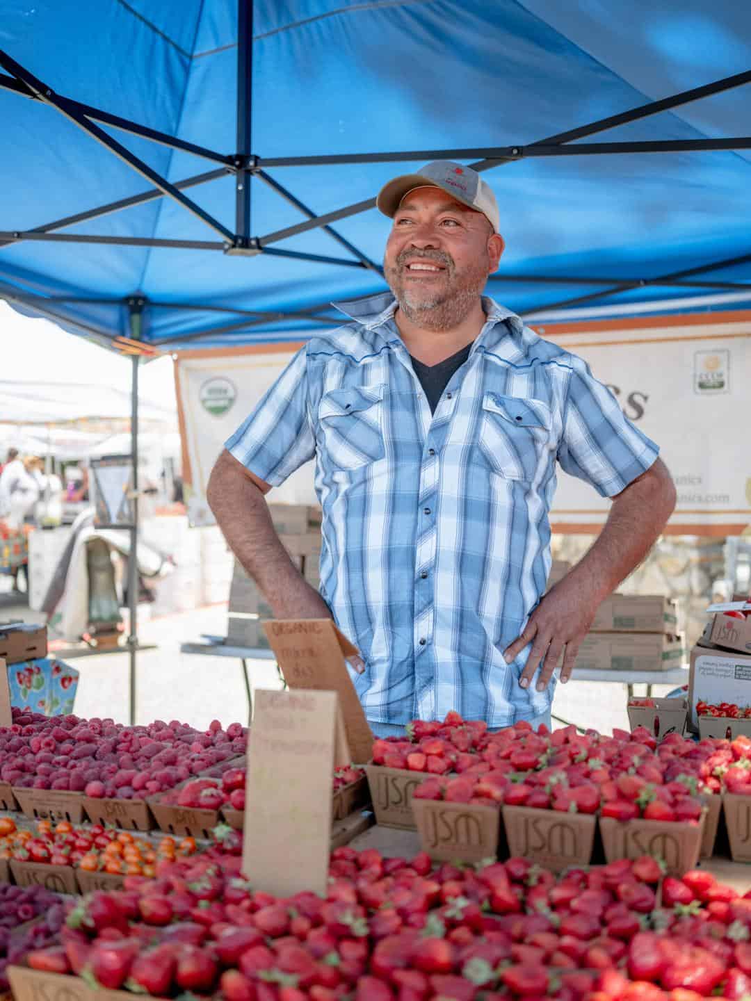 JSM produce at Farmers Market - even small farmers benefit from the CalFresh Market Match.
