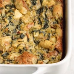 Baked Spinach Artichoke Bread Pudding