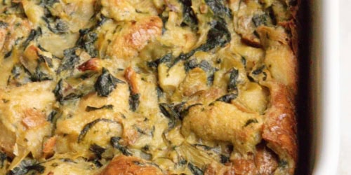 How To Make The Best Spinach And Baby Artichoke Bread Pudding Recipe