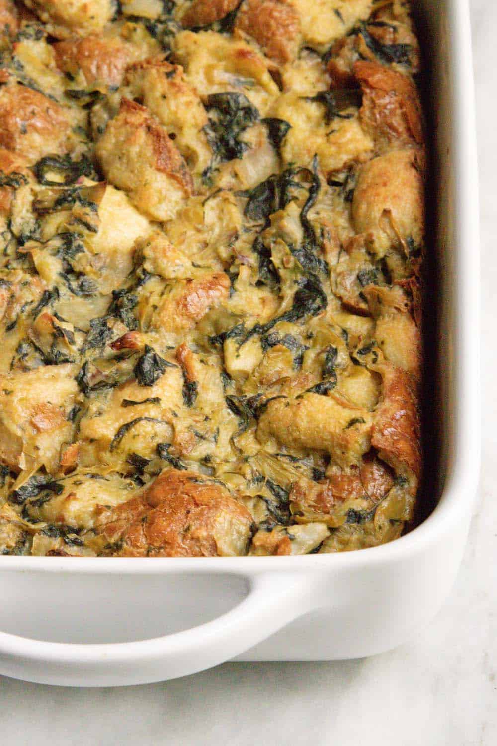 Baked Spinach Artichoke Bread Pudding