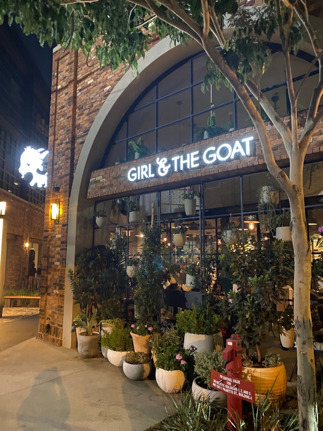 Exterior evening shot of Girl & The Goat