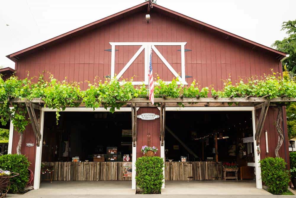 The big red barn fruit store at Fairhaven Orchards.