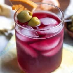 Looking down into a glass of Golden State Lambrusco Spritz.